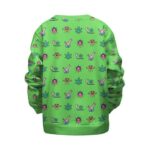 Weed Joint & Bong Pattern Cute Lime Green Kids Sweater