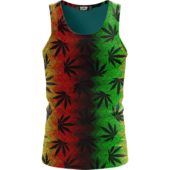 Weed Leaves Marijuana 420 Cool Reggae Pattern Awesome Tank Top