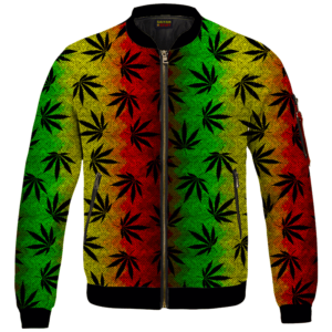 Weed Leaves Marijuana 420 Cool Reggae Pattern Bomber Jacket