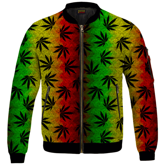 Weed Leaves Marijuana 420 Cool Reggae Pattern Bomber Jacket