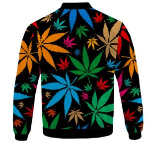 Weed Marijuana Colorful Seamless Pattern Dope Bomber Jacket - BACK