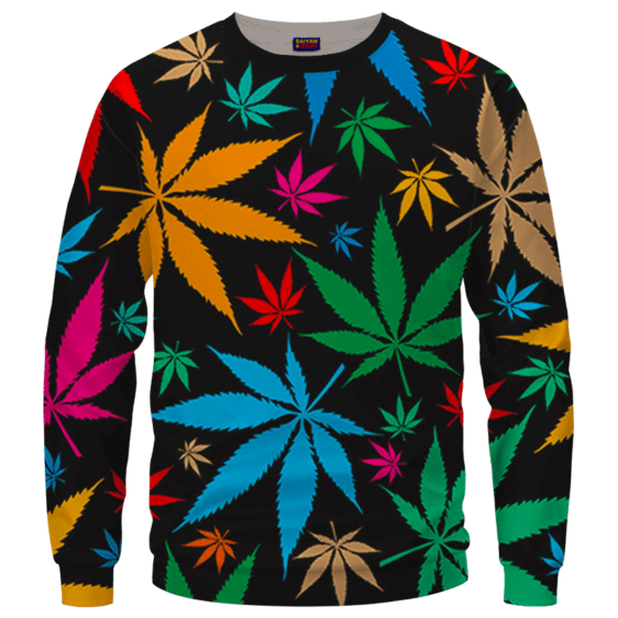 Weed Marijuana Colorful Seamless Pattern Dope Crewneck Sweatshirt