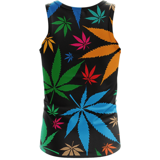 Weed Marijuana Colorful Seamless Pattern Dope Tank Top - Back