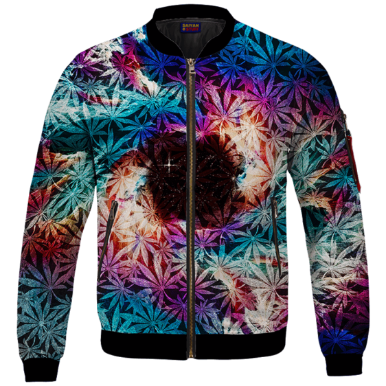 Weed Marijuana Leaves Awesome Colorful Pattern Cool Bomber Jacket