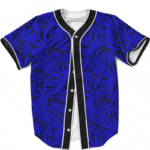 Weed Marijuana Leaves Navy Blue Pattern Cool Baseball Jersey