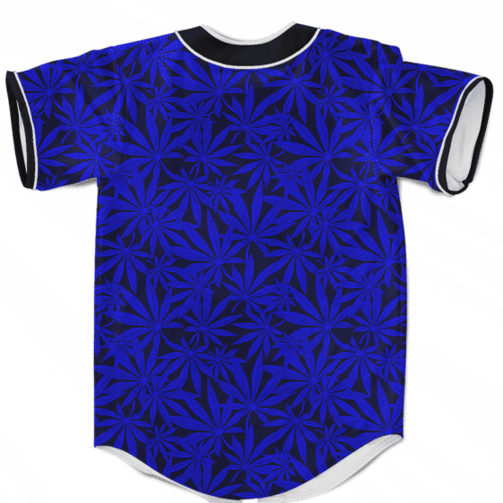 Weed Marijuana Leaves Navy Blue Pattern Cool Baseball Jersey