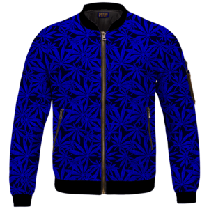 Weed Marijuana Leaves Awesome Navy Blue Pattern Cool Bomber Jacket