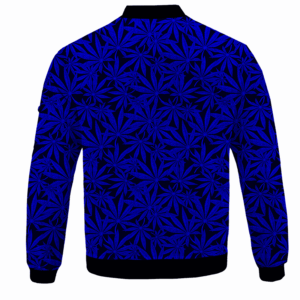 Weed Marijuana Leaves Awesome Navy Blue Pattern Cool Bomber Jacket - BACK