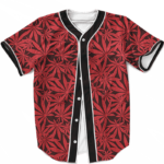 Weed Marijuana Leaves Awesome Red Pattern Cool Baseball Jersey