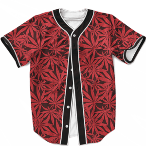 Weed Marijuana Leaves Awesome Red Pattern Cool Baseball Jersey
