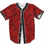 420 Marijuana Leaves Awesome Red Pattern Cool Baseball Jersey