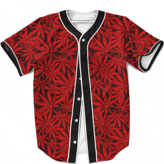 420 Marijuana Leaves Awesome Red Pattern Cool Baseball Jersey