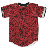 Weed Marijuana Leaves Awesome Red Pattern Cool Baseball Jersey