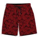 Cool Weed Marijuana Leaves Pattern Red Men's Boardshorts