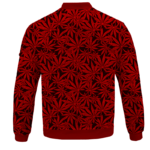 Weed Marijuana Leaves Awesome Red Pattern Cool Bomber Jacket - BACK