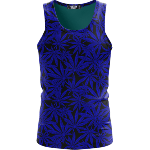 Weed Marijuana Leaves Navy Blue Pattern Cool Dope Tank Top