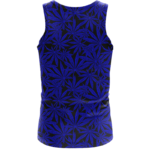 Weed Marijuana Leaves Navy Blue Pattern Cool Dope Tank Top- back