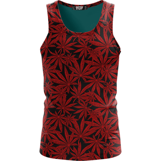 Weed Marijuana Leaves Red Pattern Cool Wonderful Tank Top