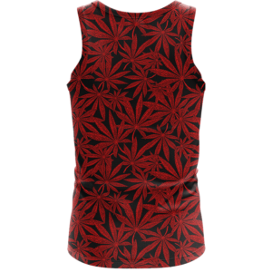 Weed Marijuana Leaves Red Pattern Cool Wonderful Tank Top - back