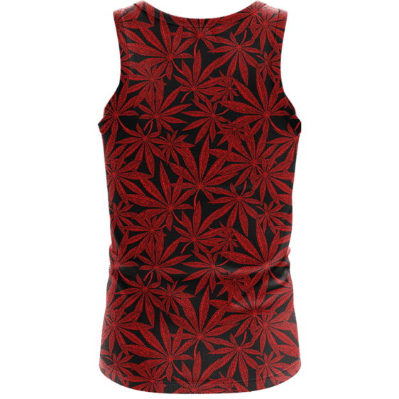 Weed Marijuana Leaves Red Pattern Cool Wonderful Tank Top - back