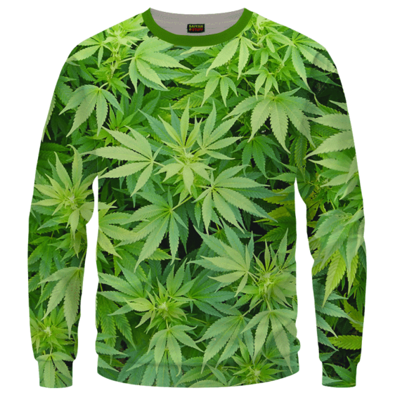 Weed Marijuana Plant Leaves Cool Crewneck Sweater