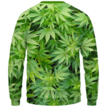 Weed Marijuana Plant Leaves Cool Crewneck Sweater - Back Mockup
