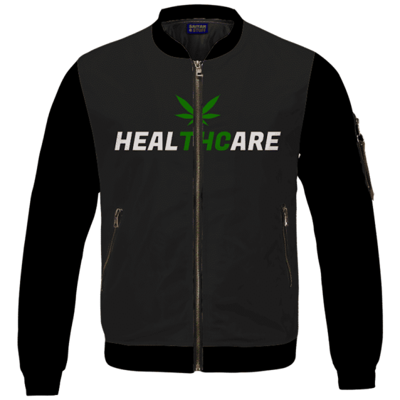Weed THC Healthcare Dope Vector Marijuana Black Bomber Jacket