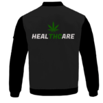 Weed THC Healthcare Dope Vector Marijuana Black Bomber Jacket - BACK