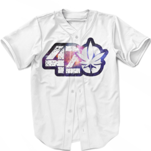 White 420 Galaxy Logo Cannabis Themed Colorful Baseball Jersey