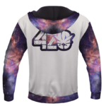 White 420 Galaxy Logo Cannabis Themed Colorful Hoodie