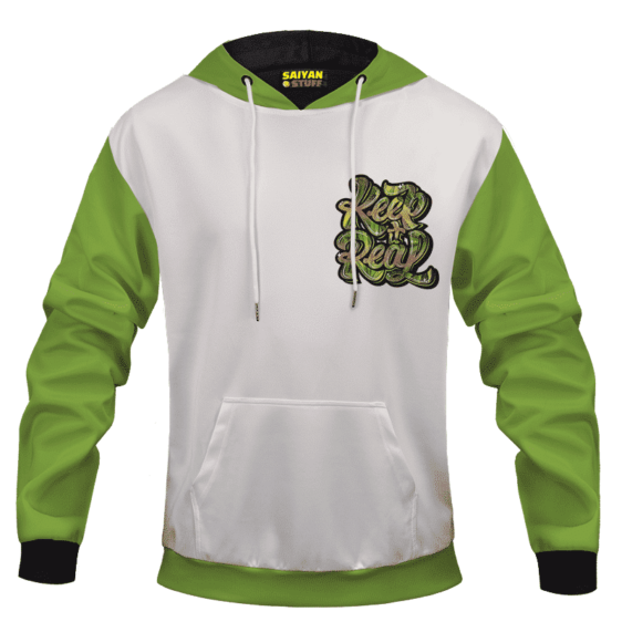 White Keep It Real Cannabis Marijuana Themed Hoodie