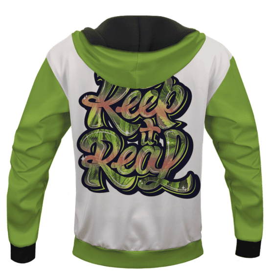 White Keep It Real Cannabis Marijuana Themed Hoodie