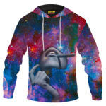 Woman Smoking Blunt Vibrant Galaxy 420 Weed Adult Hoodie