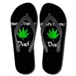 World Dopest Dad Cannabis Black 420 Flip Flops Sandals