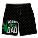 World's Dopest Dad Marijuana Pattern 420 Weed Black Beach Shorts