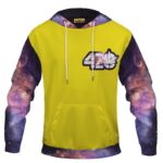 Yellow 420 Galaxy Logo Cannabis Themed Colorful Hoodie
