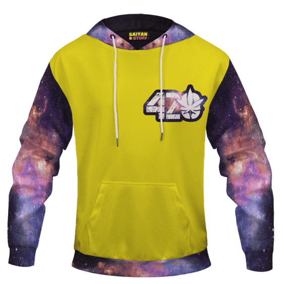 Yellow 420 Galaxy Logo Cannabis Themed Colorful Hoodie