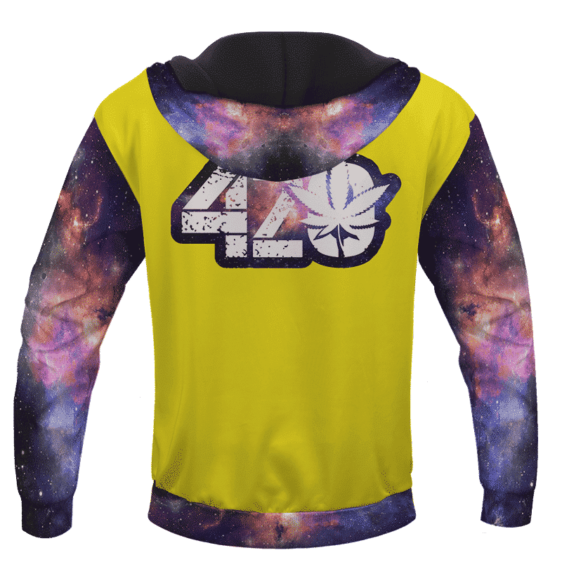 Yellow 420 Galaxy Logo Cannabis Themed Colorful Hoodie