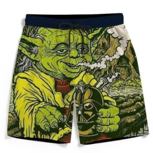 Yoda Smoking Darth Vader Bong Fun Awesome Men's Beach Shorts