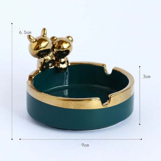 Cute Golden Bear Statue Nordic Style Round Ashtray for Weed