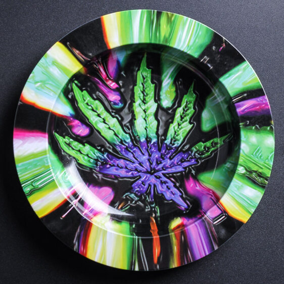 Stylish Trippy Cannabis Marijuana Leaf Design Ashtray for Stoners
