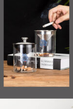 Simple Cylinder-Shaped Transparent Glass Ashtray for Weed