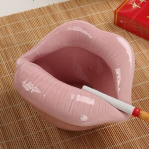 Sexy Women Lip-Shaped Design Porcelain Ashtray for Stoners