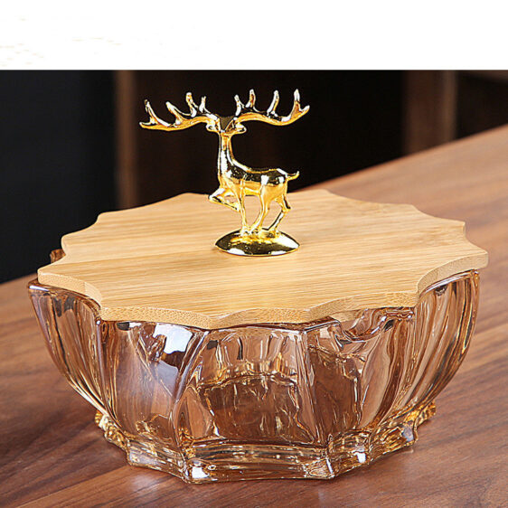 Elegant Golden Deer Lotus Leaf-Shaped Glass Ashtray for Weed