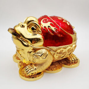 Antique Copper & Gold Toad Frog Figurine Ashtray for Weed