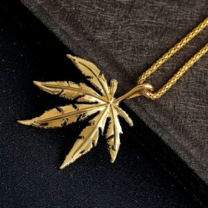 Gold Plated Pot Leaf Cannabis Necklace Hip-Hop Chain