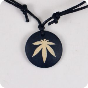 Pot Leaf Rasta Jamaica Black Amulet Pendant Necklace