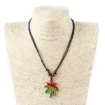 Reggae Rasta Colors Weed Leaf Cotton Cord Necklace