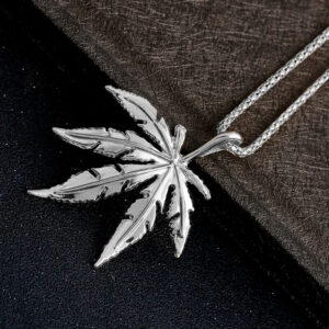 Silver Plated Pot Leaf Cannabis Necklace Hip-Hop Chain