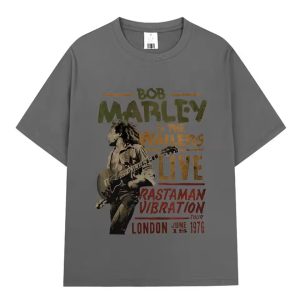 Bob Marley 1976 Live Concert Graphic Dark Gray Men's T-Shirt